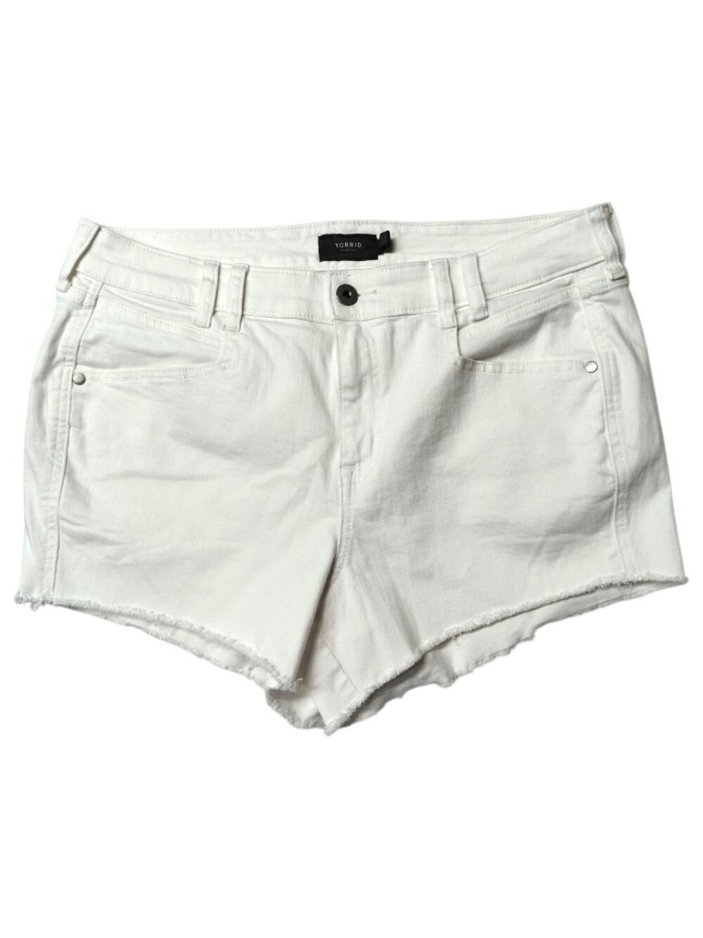 Torrid Shorts Size 14 Womens Mid Rise Solid White Fray Hem Cut Off